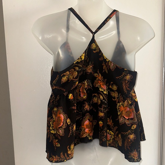 Urban Outfitters Black and Orange Floral Tie-Front Top - Picture 4 of 13